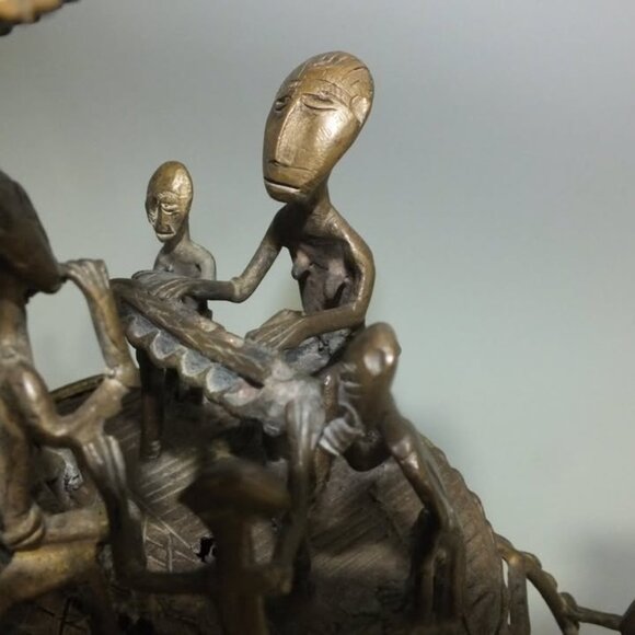 African Ashanti Kudo Bronze Tribal Lidded Container - Picture 7 of 8